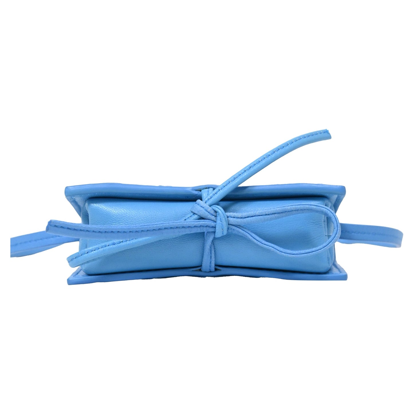Luxury Bottega Veneta Intrecciato Card Case On Strap in Blue Nappa Leather