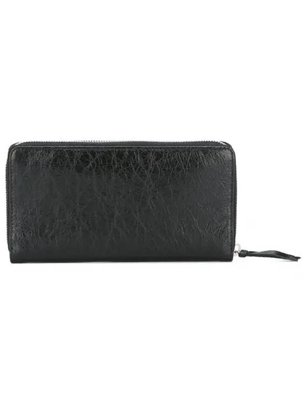 Luxury Balenciaga Classic Motor Silver Zipper Around Long Wallet Black