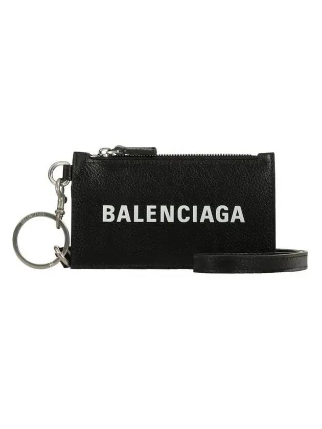 Luxury Balenciaga Cash Keyring Card Case Black Silver