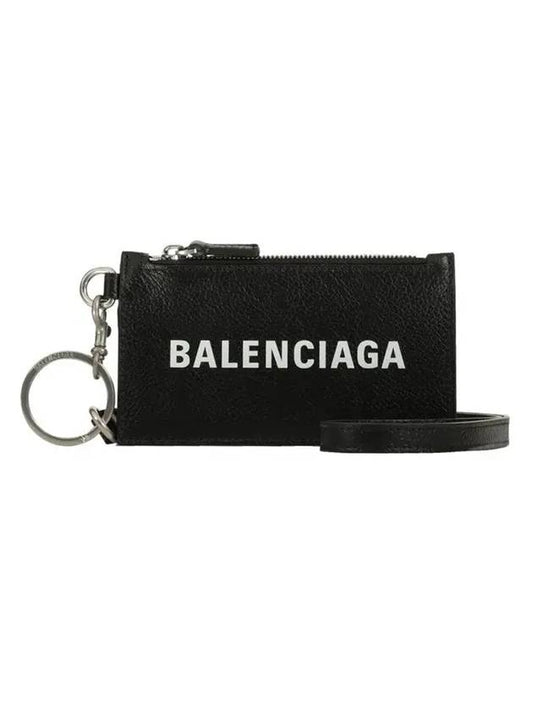 Luxury Balenciaga Cash Keyring Card Case Black Silver