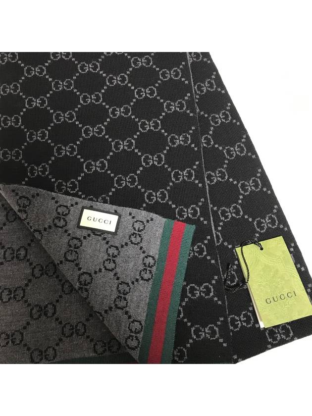Luxury Gucci Trending 2025 GG Two-Tone Wool Scarf Black