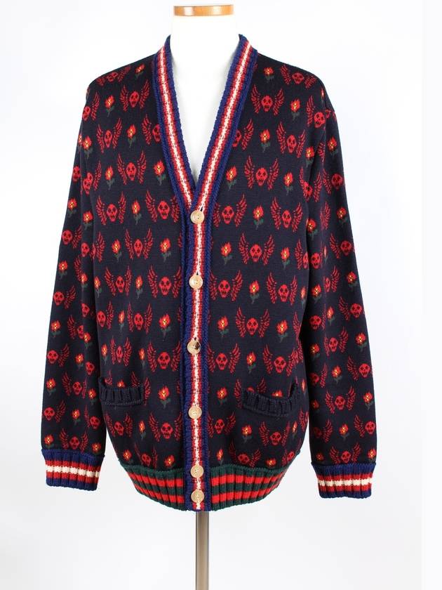 Luxury Gucci Trending 2025 Skull and Flower Jacquard Cardigan