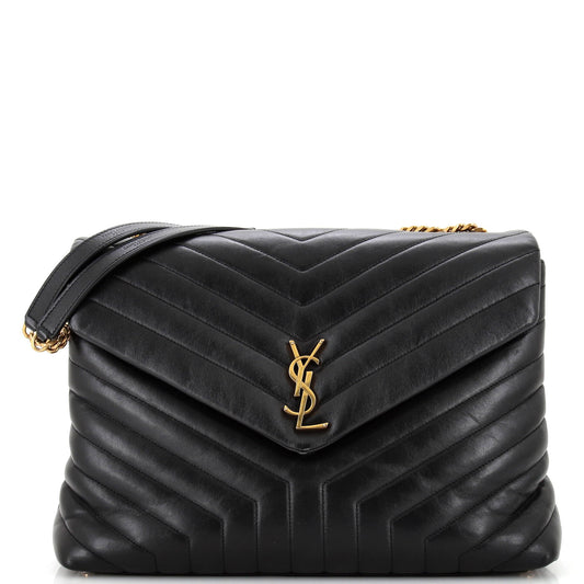 Luxury Saint Laurent Loulou Shoulder Bag Matelasse Chevron Leather Large