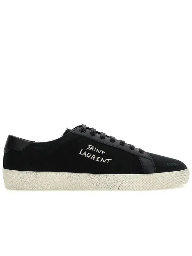 Luxury Saint Laurent Court Classic SL06 Canvas Smooth Leather Low Top Sneakers Black