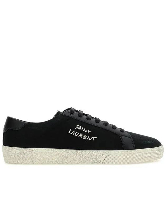 Luxury Saint Laurent Court Classic SL06 Canvas Smooth Leather Low Top Sneakers Black