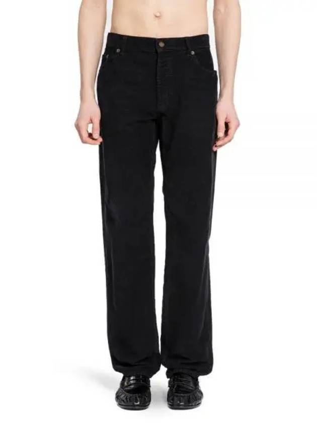 Luxury Saint Laurent Corduroy Straight Leg Jeans Black
