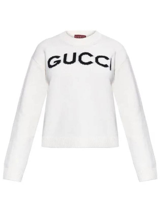 Luxury Gucci Trending 2025 Intarsia Wool Knit Top White