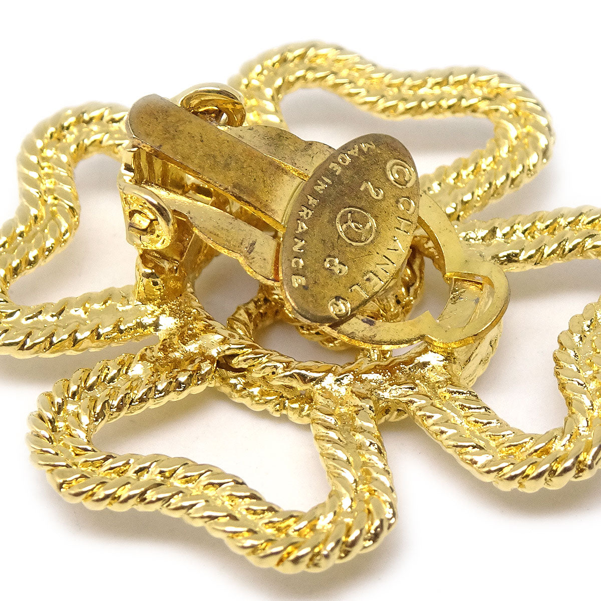 Luxury Chanel 1993 Floral Earrings Gold Clip-On 28