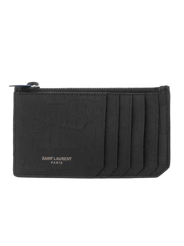 Luxury Saint Laurent Real Crocodile Leather Card Wallet Black