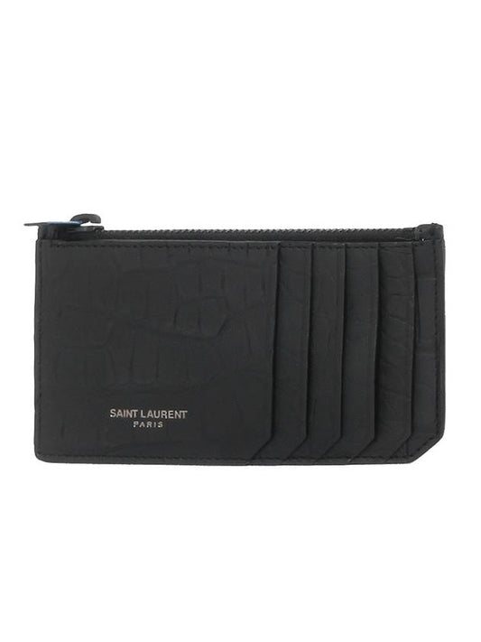 Luxury Saint Laurent Real Crocodile Leather Card Wallet Black