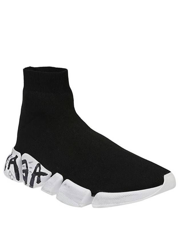 Luxury Balenciaga Speed 2.0 Graffiti Knit High Top Sneakers Black