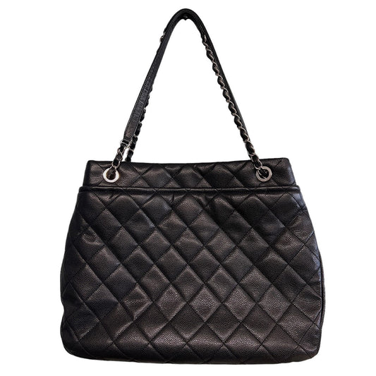 Luxury Chanel Black Quilted Caviar Timeless Soft Shopper Tote