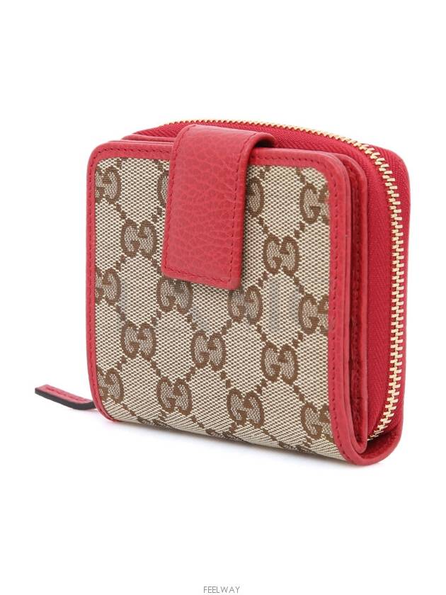 Luxury Gucci Trending 2025 Supreme Red Zipper GG Canvas Half Wallet 346056