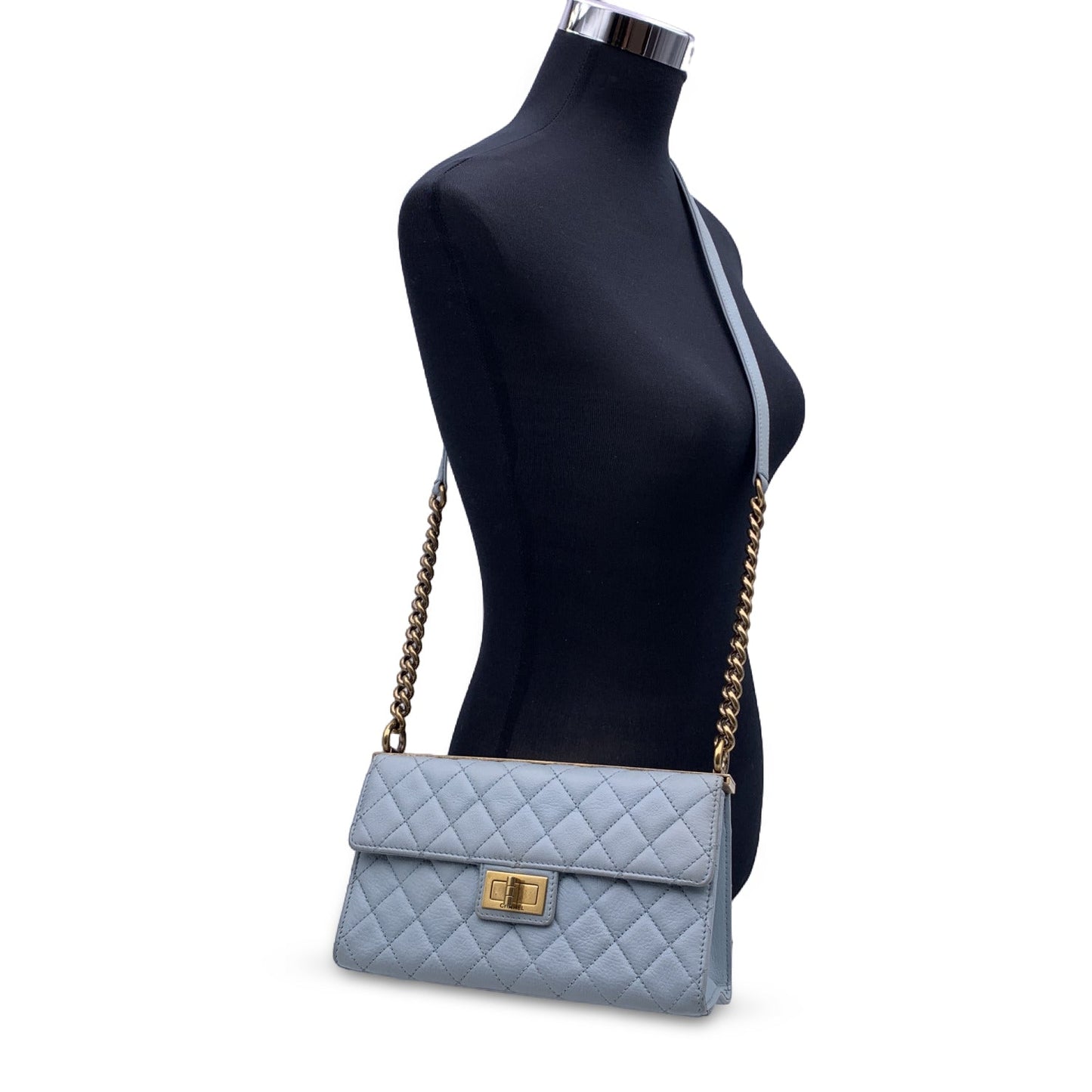 Luxury Chanel Light Blue Quilted Leather Trendy Reissue Shoulder Bag