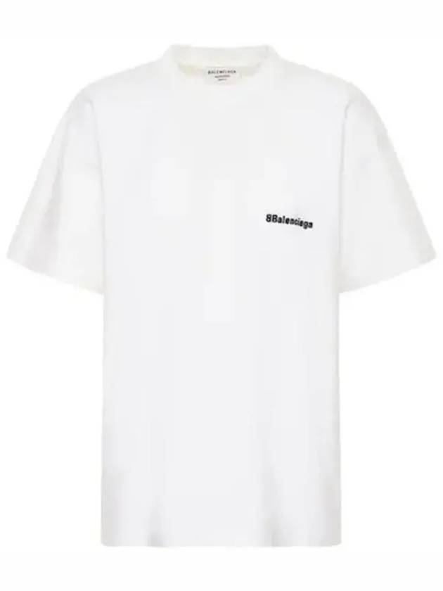 Luxury Balenciaga Embroided Logo Short Sleeve T-Shirt White