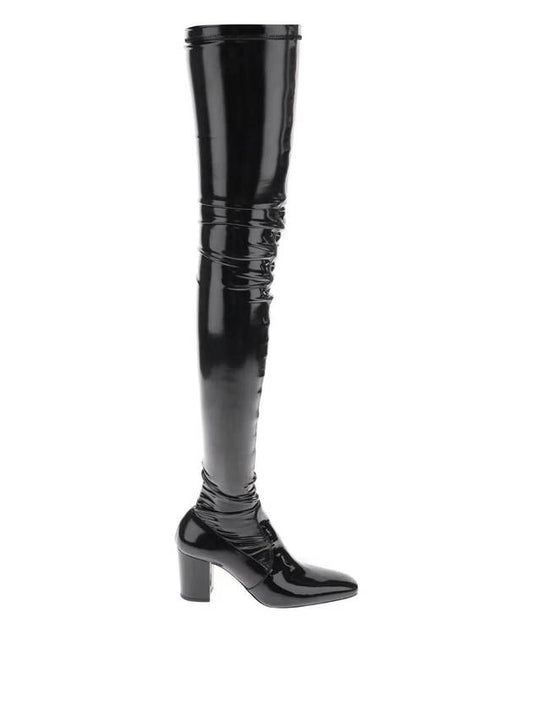 Luxury Saint Laurent Betty Over The Knee Long Boots Black