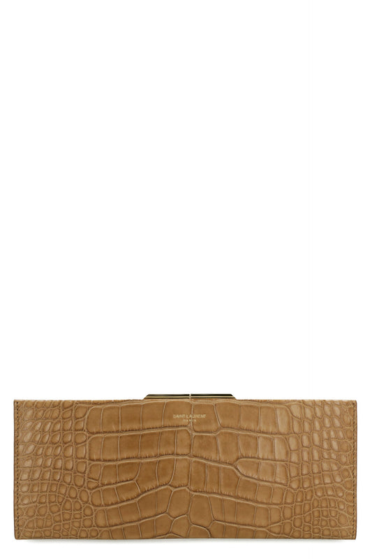 Luxury Saint Laurent Women's Midnight Leather Clutch in Brown | 697655EAAB6 Color 7732