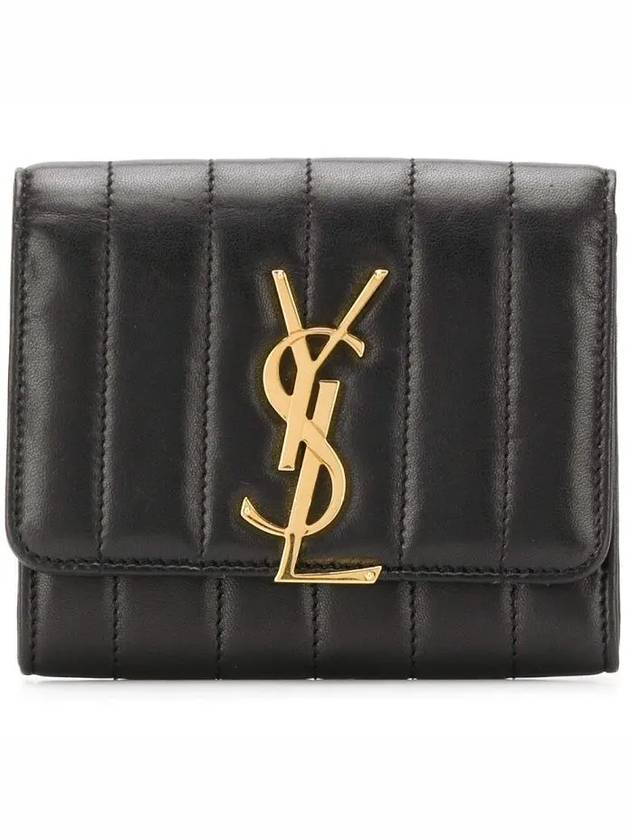 Luxury Saint Laurent Vicky Small Half Wallet Black