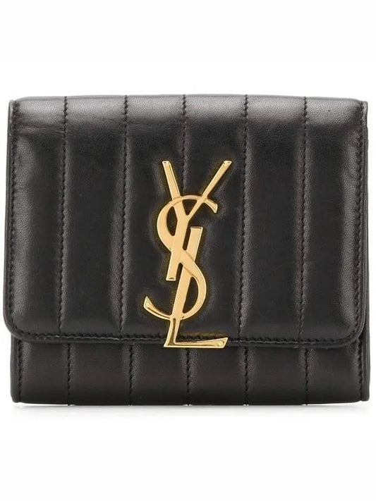 Luxury Saint Laurent Vicky Small Half Wallet Black