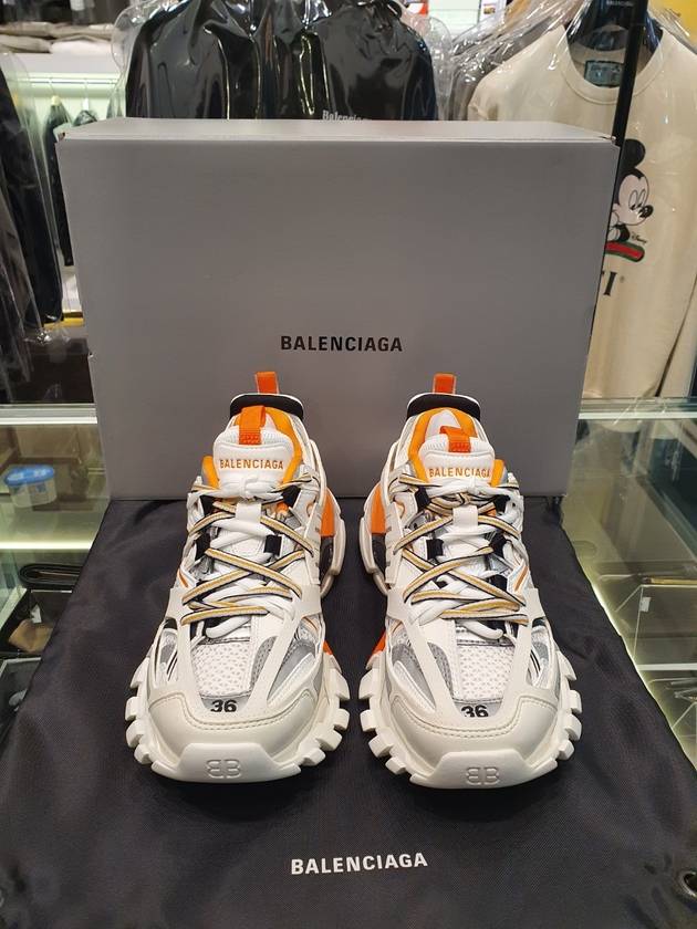 Luxury Balenciaga Track Trainer Low Top Sneakers White Orange