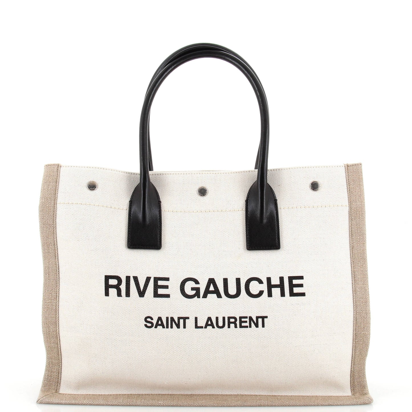 Luxury Saint Laurent Rive Gauche Shopper Tote Canvas Small