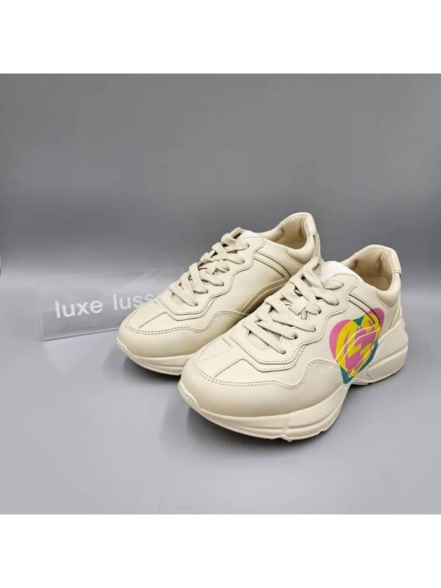 Luxury Gucci Trending 2025 Rhyton Heart Low Top Sneakers Ivory