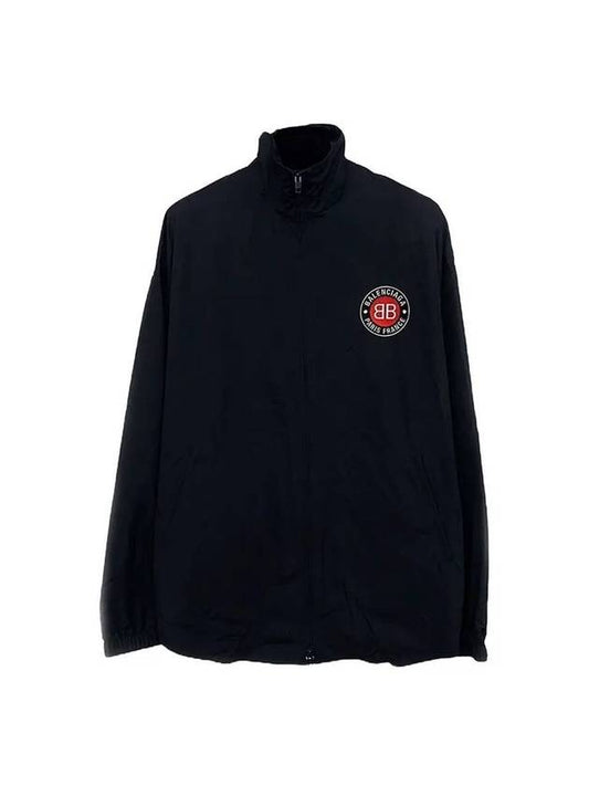 Luxury Balenciaga High Neck Logo Zip-up Jacket Black