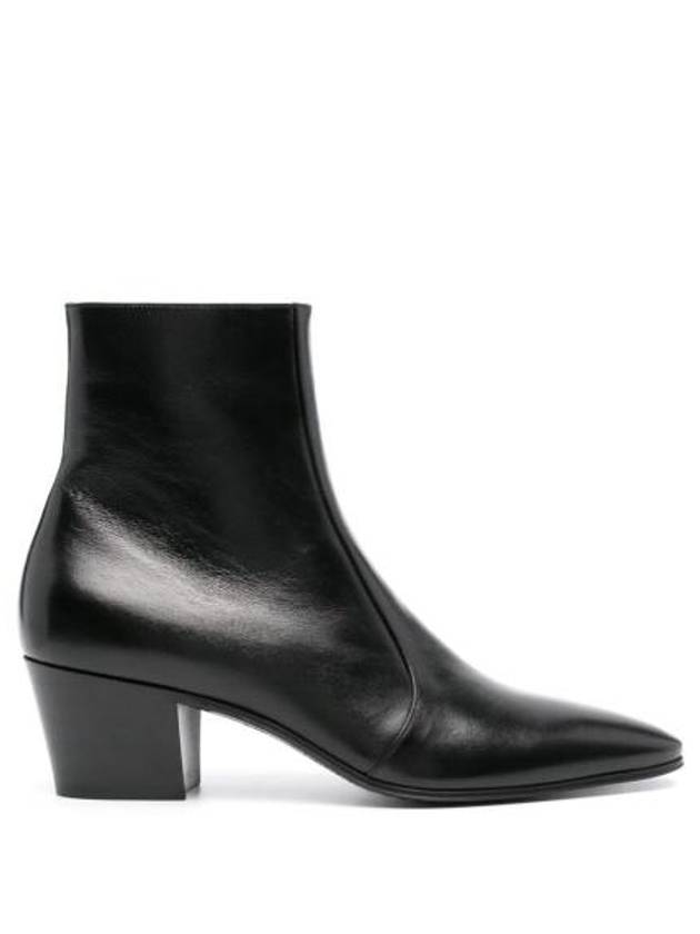 Luxury Saint Laurent Vassili Smooth Leather Ankle Boots Black