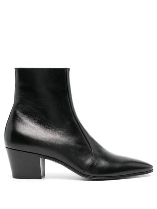 Luxury Saint Laurent Vassili Smooth Leather Ankle Boots Black