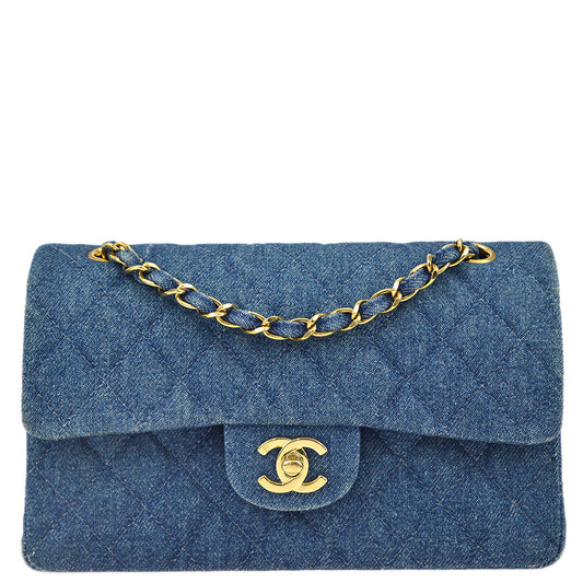 Chanel * 1989-1991 Blue Denim Medium Classic Double Flap Bag
