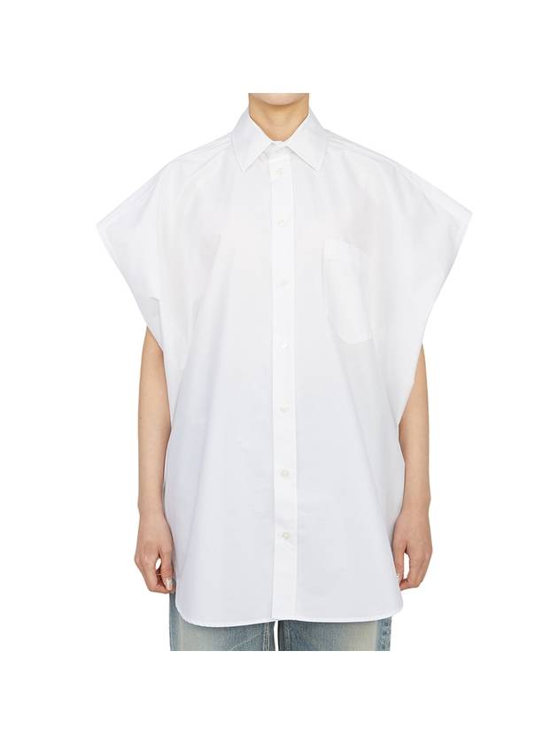 Luxury Balenciaga Women's Sleeveless Button-Up Shirt White