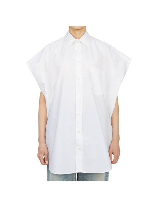 Luxury Balenciaga Women's Sleeveless Button-Up Shirt White
