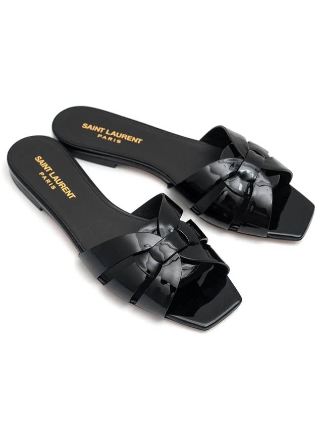 Luxury Saint Laurent Tribute Patent Leather Mules Black