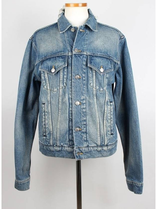 Luxury Balenciaga wave logo denim jacket 48