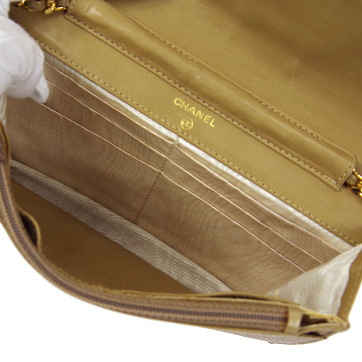 Luxury Chanel 1996-1997 Beige Caviar Timeless WOC Wallet on Chain