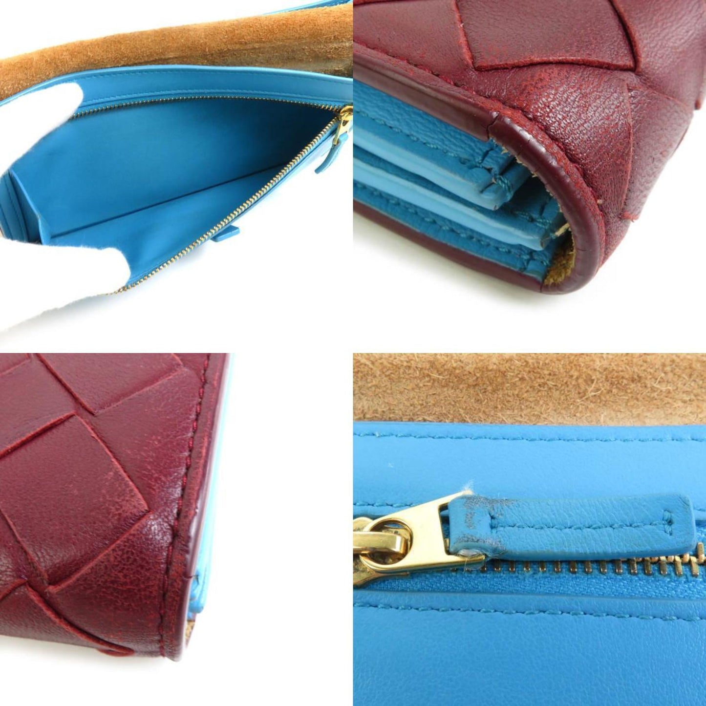 Luxury Bottega Veneta blue  Leather Long Wallet (Bi-Fold) ()