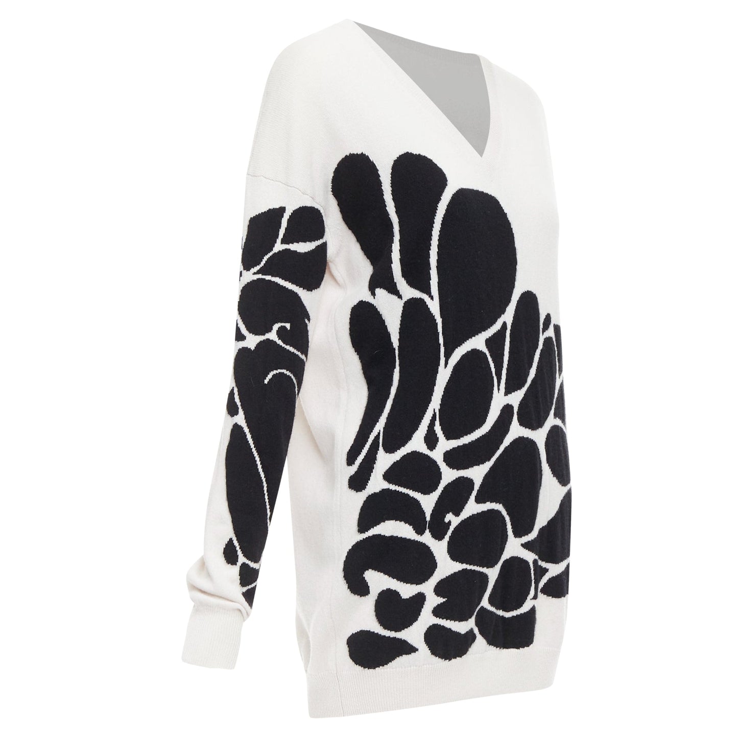 Luxury Bottega Veneta cashmere abstract intarsia v-neck sweater