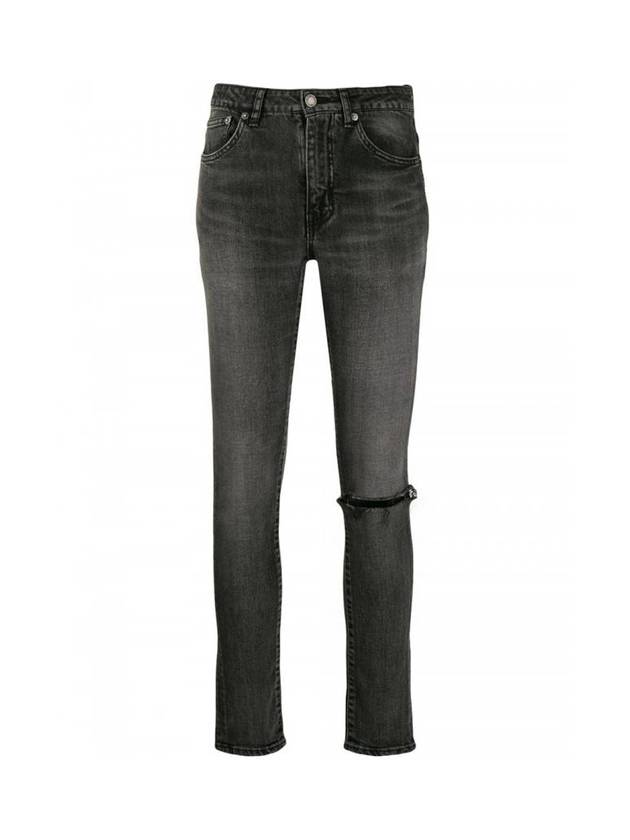 Luxury Saint Laurent Women's Mid Rise Skinny Jeans Grey