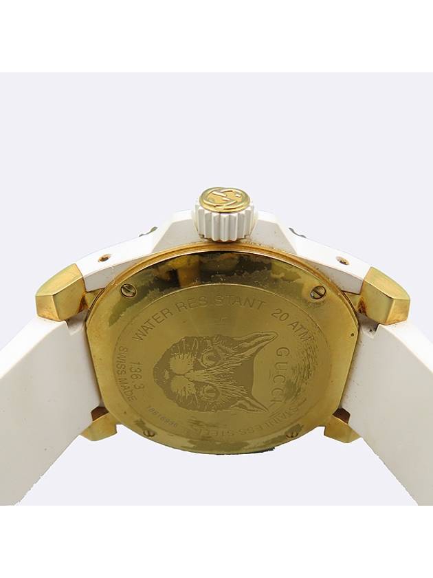 Luxury Gucci Trending 2025 Luxury Gucci Trending 2025 YA136322 Dive Gold Plated Cat Dial Rubber Band Quartz Watch
