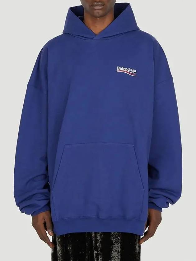 Luxury Balenciaga Logo Print Oversized Hoodie Blue