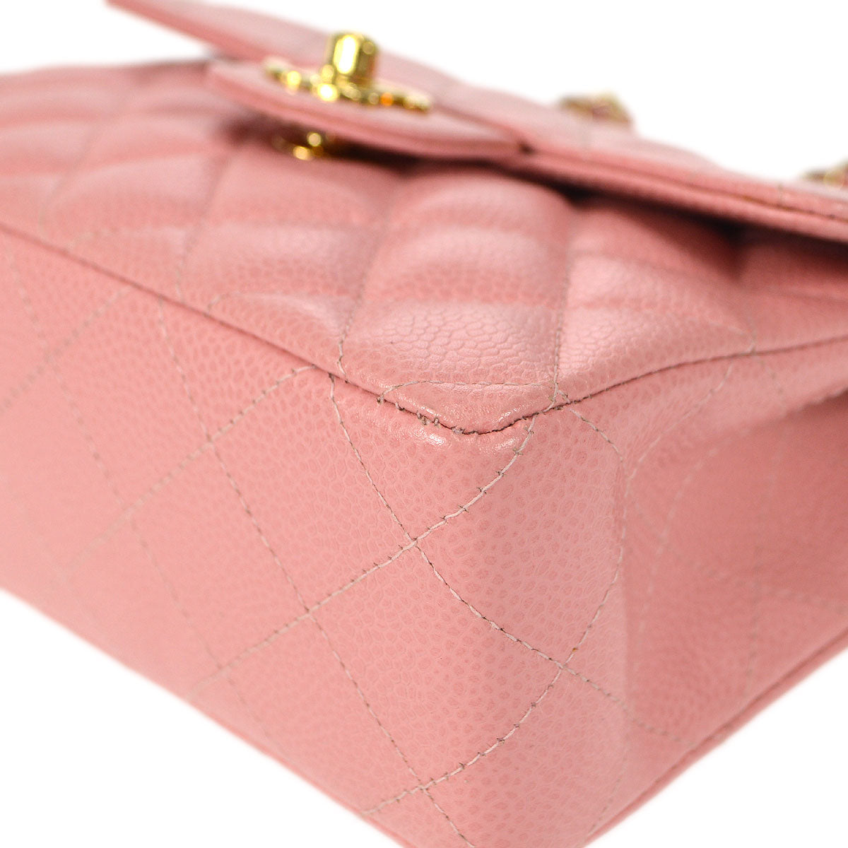 Luxury Chanel Pink Caviar Mini Square Flap Bag 17