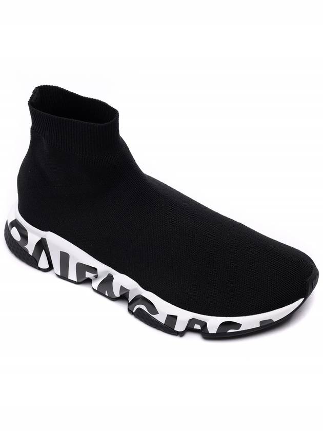 Luxury Balenciaga Speed Midsole Graffiti High Top Sneakers White Black