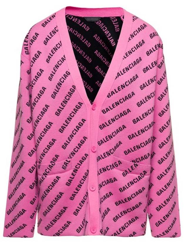 Luxury Balenciaga All-Over Logo Cardigan Pink