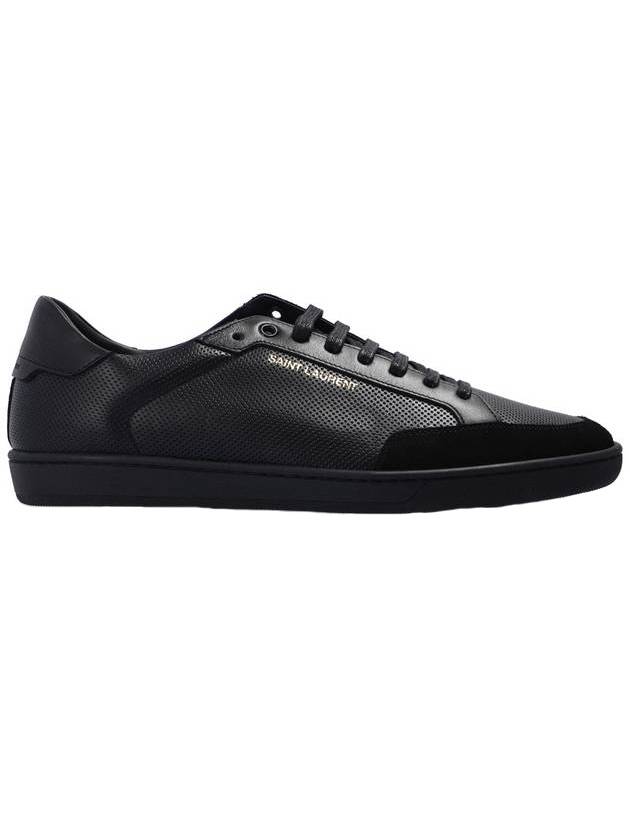 Luxury Saint Laurent Court Classic Perforated Leather Low Top Sneakers Black