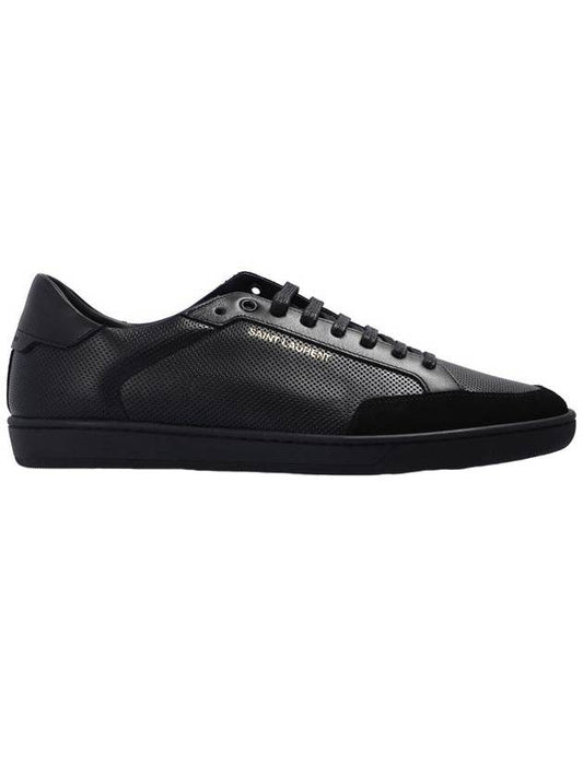 Luxury Saint Laurent Court Classic Perforated Leather Low Top Sneakers Black