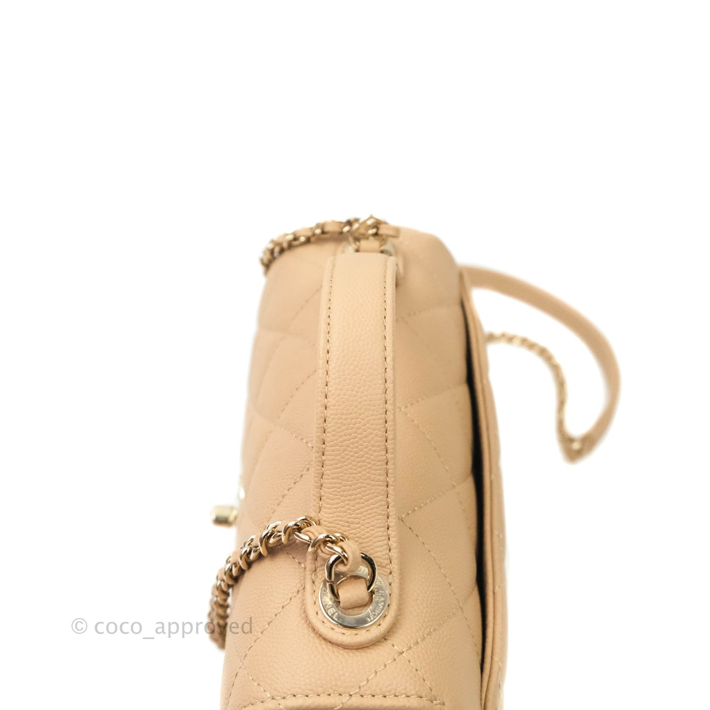 Chanel Quilted Small Business Affinity Flap Beige Caviar Light Gold Hardware