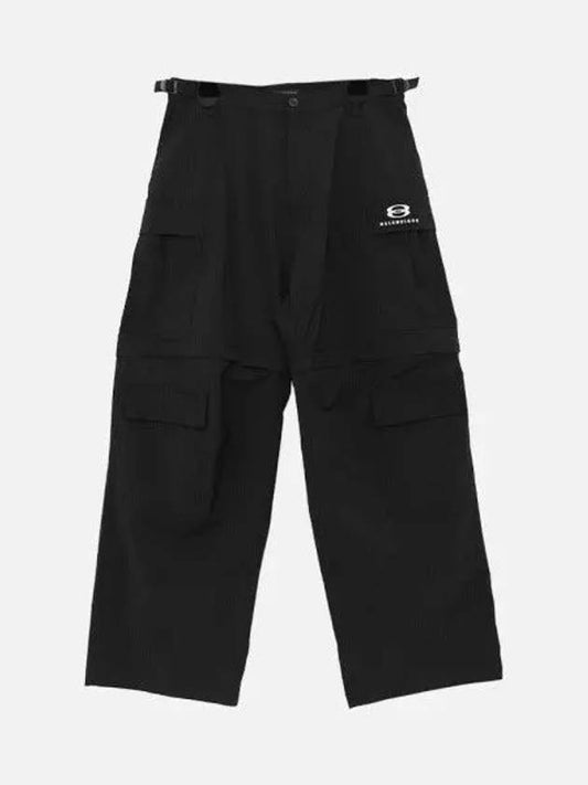 Luxury Balenciaga Unity Sports Icon Cargo Straight Pants Black