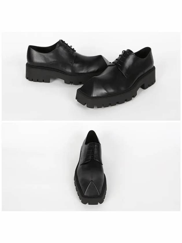 Luxury Balenciaga Men's Rhino Square Toe Leather Derby Black