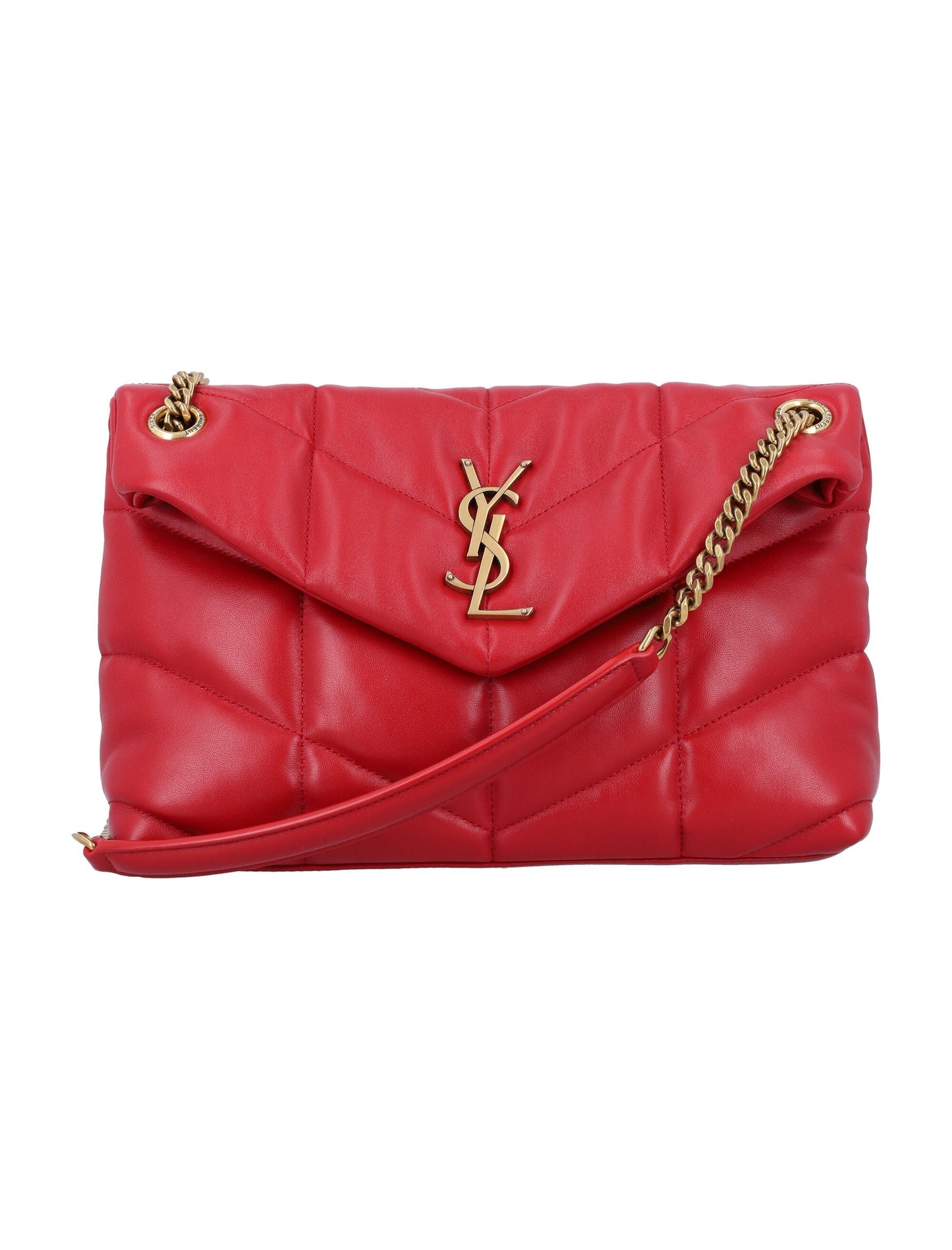 Luxury Saint Laurent Women's Loulor Small Puffer Bag in Red Danger | 24A5774761EL07 Color 6937