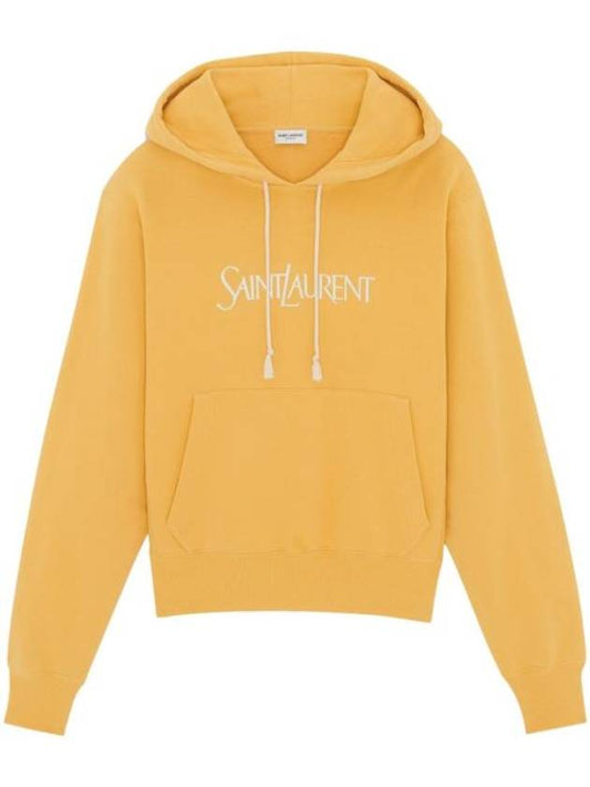 Luxury Saint Laurent Logo Print Cotton Hoodie Yellow